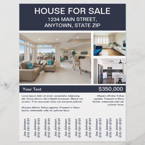 House For Sale Flyer with Photos Tear Off Strips