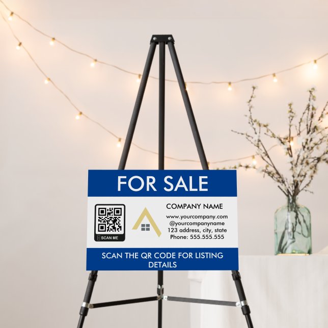 House For Sale QR Code Business Logo Sign (In Situ (Stand))