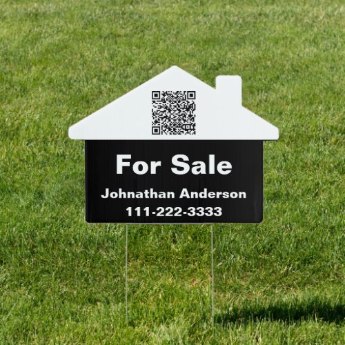 House For Sale QR Code Real Estate Agent Name Sign