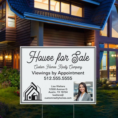 House for Sale Real Estate Company Logo Photo Yard Sign