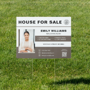 House for Sale Real Estate Logo QR Code Sign