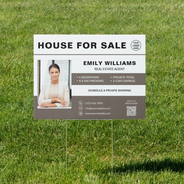 House for Sale Real Estate Logo QR Code Sign (Insitu)