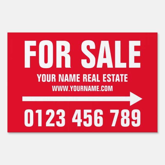 House for sale real estate yard sign with arrow (Front)