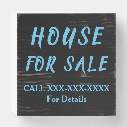 House For Sale Rustic Sky Blue Black Cool Simple Wooden Box Sign