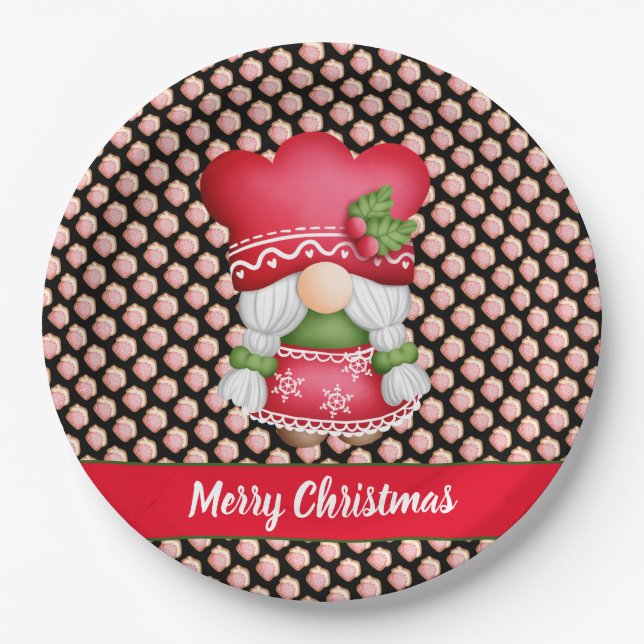 House Gnome Customize Color and Text Paper Plates (Front)