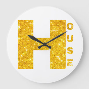 HOUSE GOLD & GLITTER FONTS #1 LARGE CLOCK
