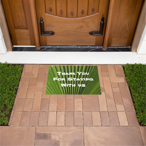 House Guest Thank You Green Palm Leaf Welcome Doormat