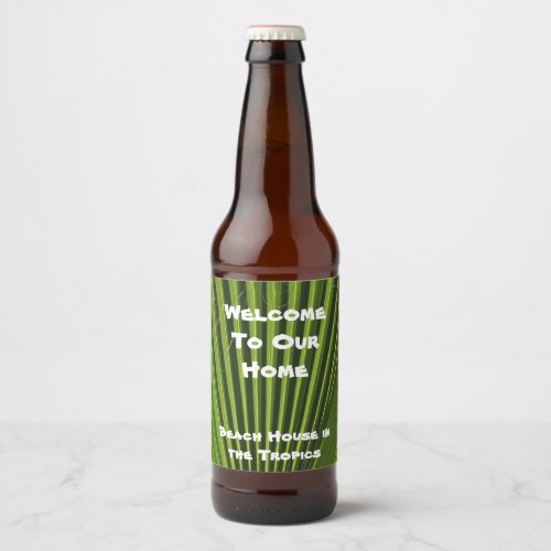 House Guest  Welcome Green Palm Leaf Appreciation Beer Bottle Label