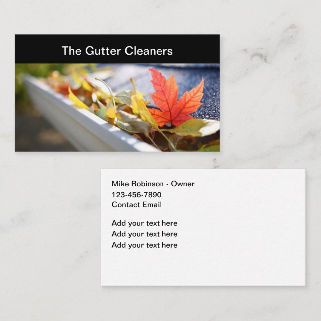 House Gutter Cleaning Contractor Business Card (Front/Back)