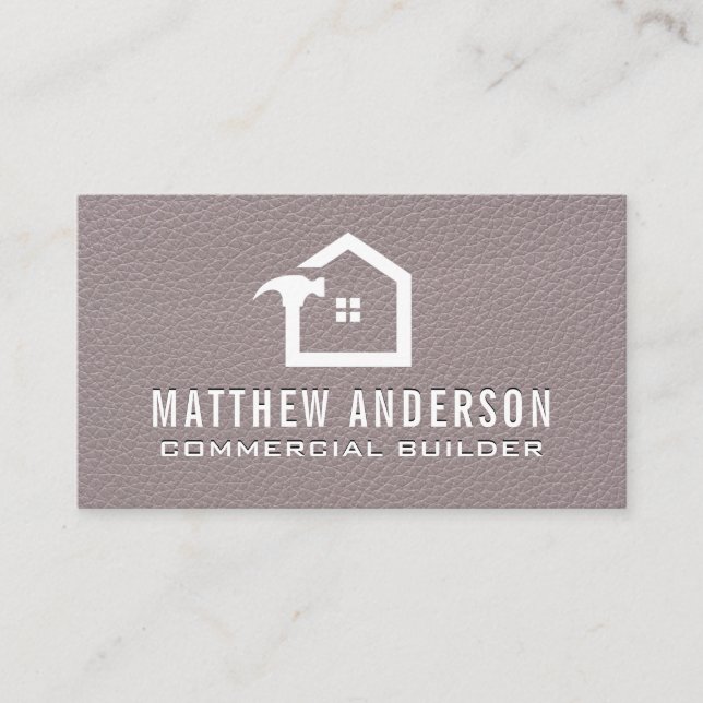 House Hammer Logo | Leather Texture  Business Card (Front)