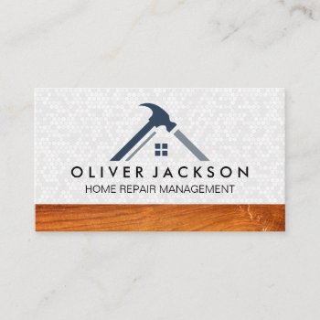 House Hammer Logo | Tiling | Wood Business Card by lovely_businesscards at Zazzle