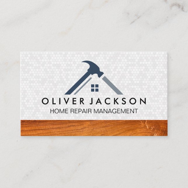 House Hammer Logo | Tiling | Wood Business Card (Front)