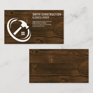 House Hammer Logo   Wood Background Business Card