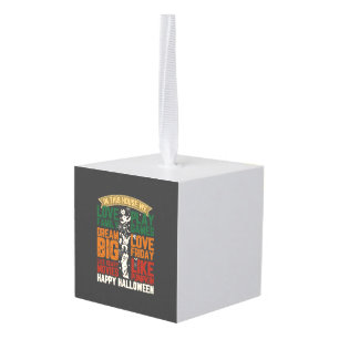 House Happy Halloween Monsters Spiderwebs Cube Ornament