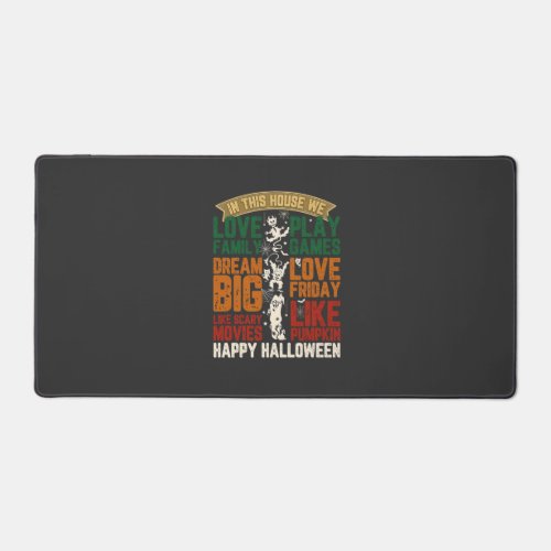 House Happy Halloween Monsters Spiderwebs Desk Mat