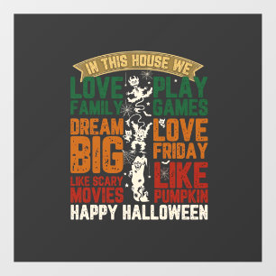 House Happy Halloween Monsters Spiderwebs Floor Decals