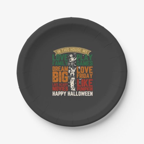 House Happy Halloween Monsters Spiderwebs Paper Plates