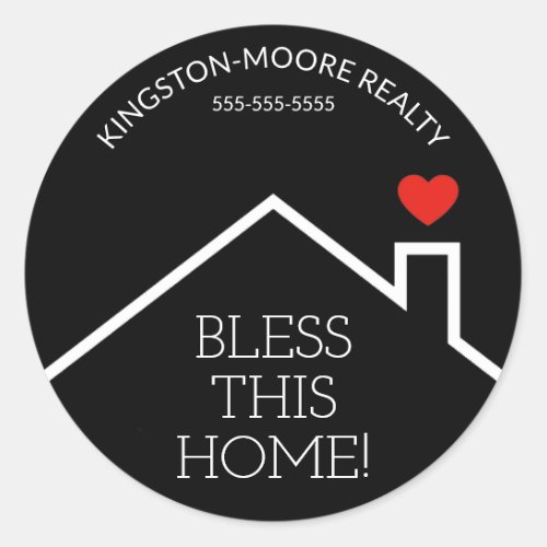 House Heart Custom Realtor Business Classic Round Sticker