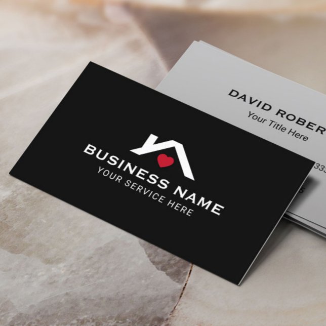 House Heart Logo Construction Real Estate Realtor Business Card (Creator Uploaded)