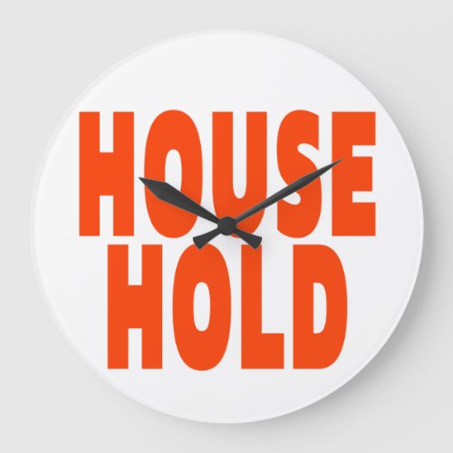HOUSE HOLD ORANGE FONTS LARGE CLOCK
