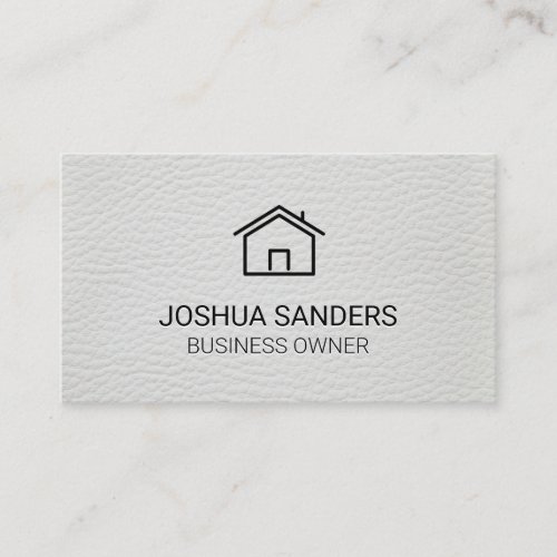 House Icon  White Leather Business Card