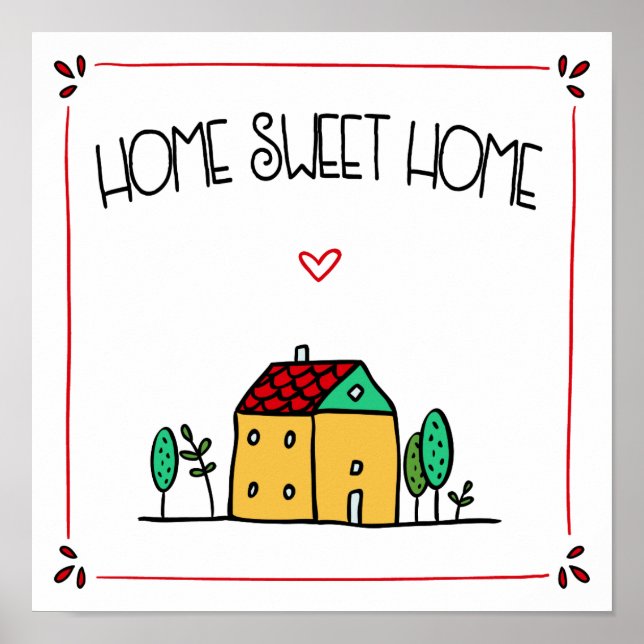 House Illustration Home Sweet Home Poster (Front)