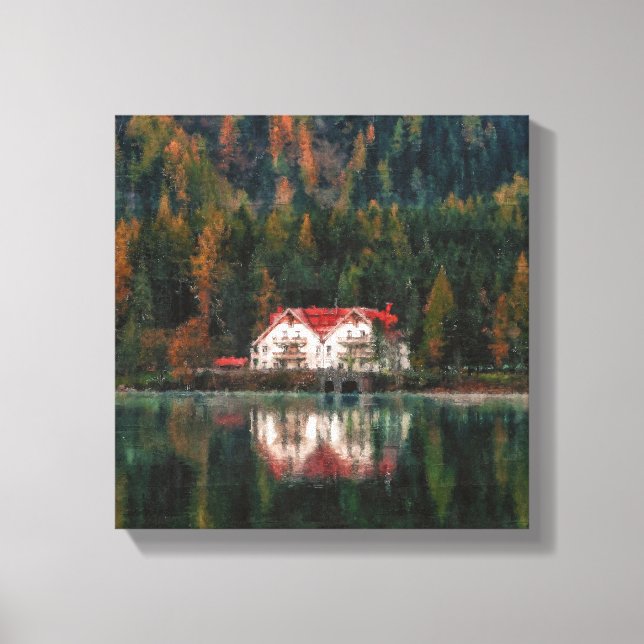 House in a forest canvas print (Front)