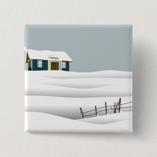 House in a Snowy Landscape Button (Front)
