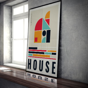 House in art of Bauhaus. Poster