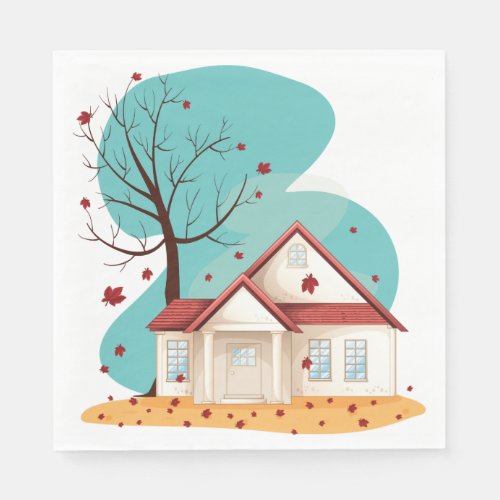 House In Autumn Paper Napkins