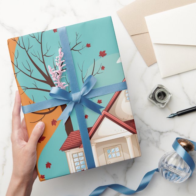 House In Autumn Wrapping Paper (Creator Uploaded)