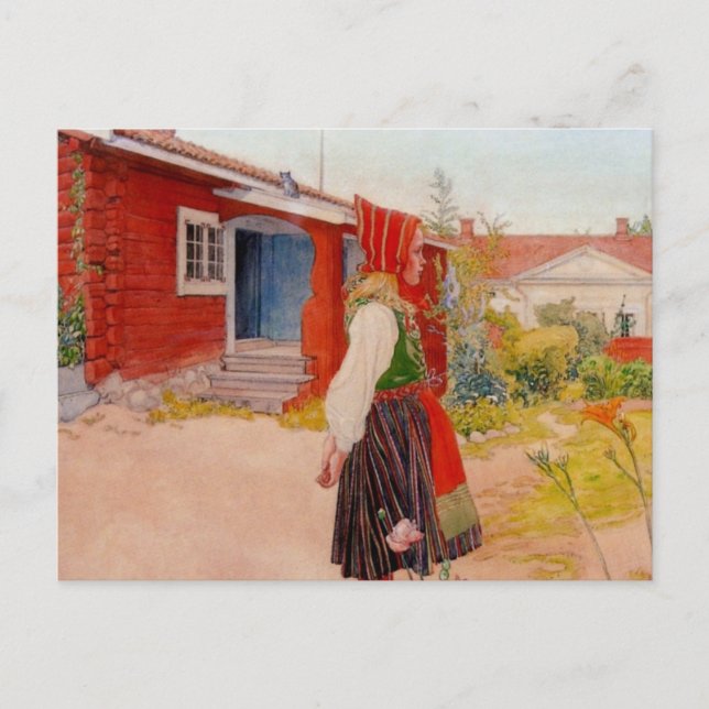 House in Falun with Girl Postcard (Front)