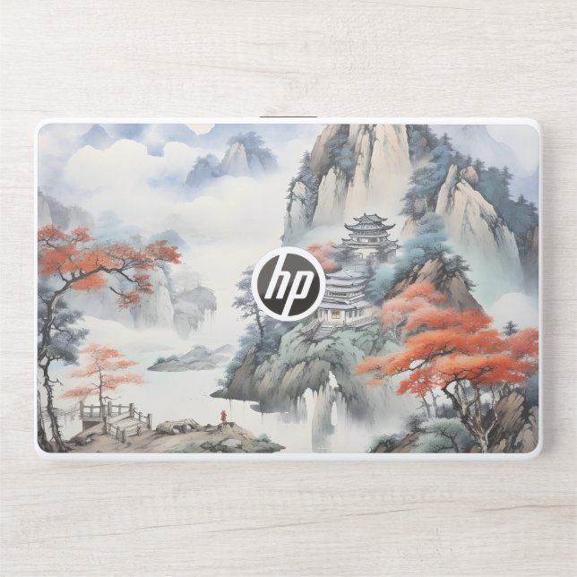 House in Mountains Chinese Art HP Laptop Skin (Front)