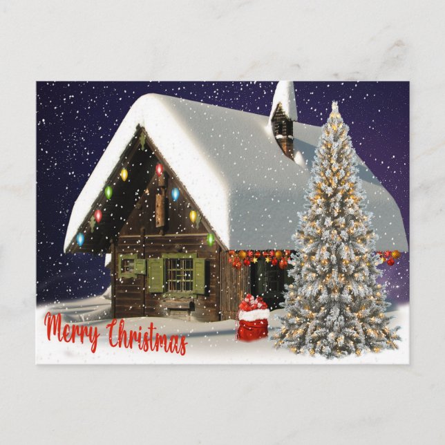 House In The Snow Christmas Postcard (Front)