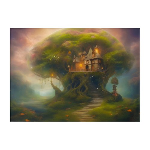 House in the Tree Fantasy Image on 14 x 10 Acrylic Print