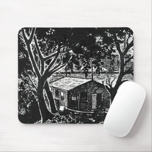 House in the Woods drawing by Henry Lyman Sayen Mouse Pad