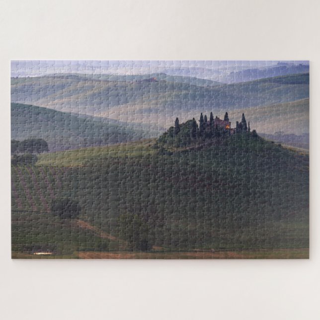 House in Tuscany hills with some fog Jigsaw Puzzle (Horizontal)