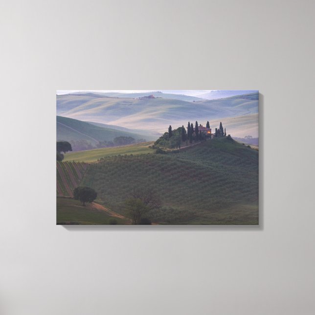 House in Tuscany in the morning fog canvas print (Front)