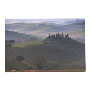 House in Tuscany in the morning fog placemat