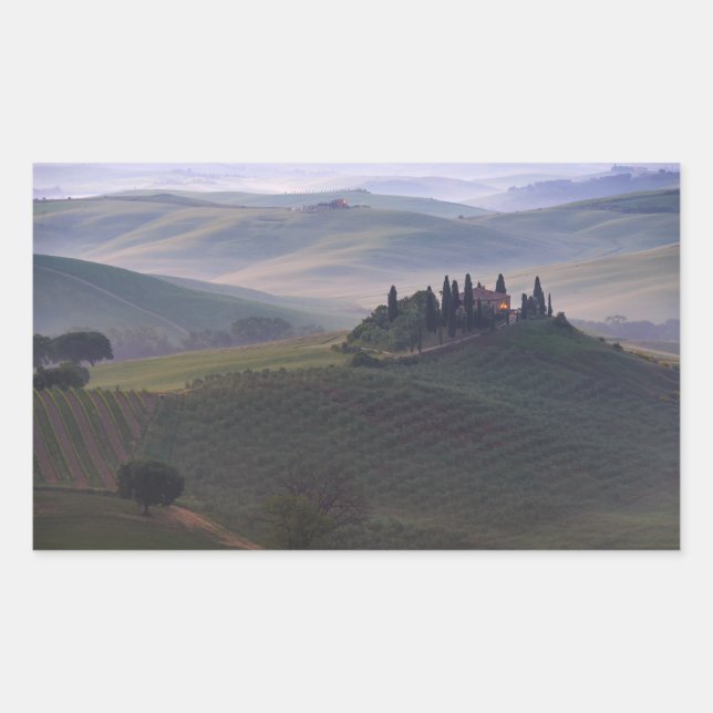 House in Tuscany in the morning rectangle sticker (Front)