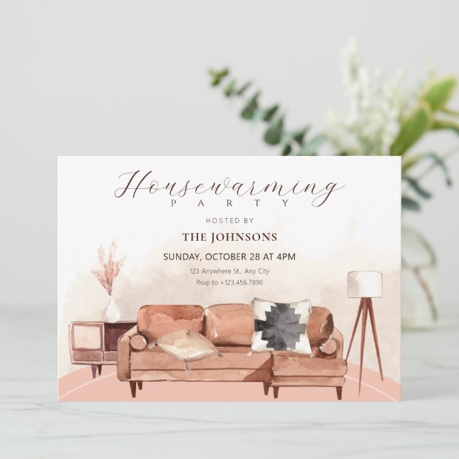 House interior furniture housewarming invitation (Standing Front)