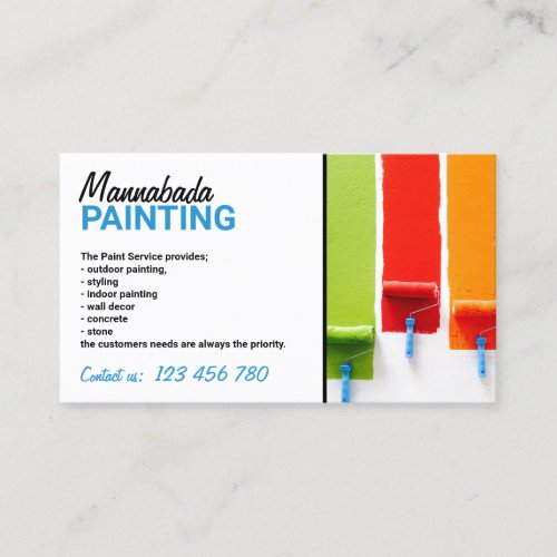 House Interior Wall Painting Service Business Card