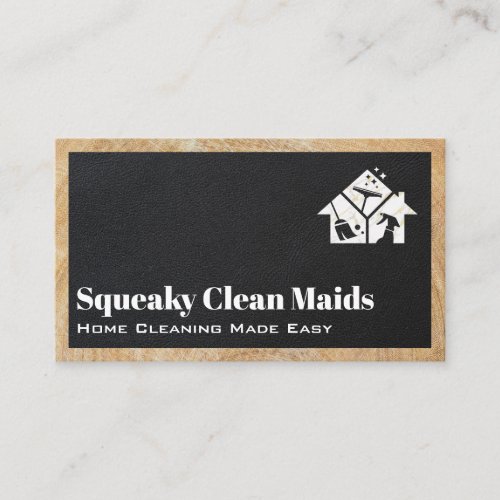 House Keeping Logo  Leather  Wood Trim Business Card