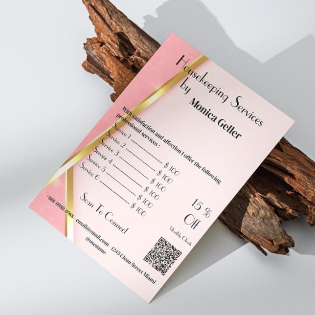 House Keeping Maid Price Rose Gold Blush Qr Code Flyer (House Keeping Maid Price Rose Gold Blush Qr Code Flyer)