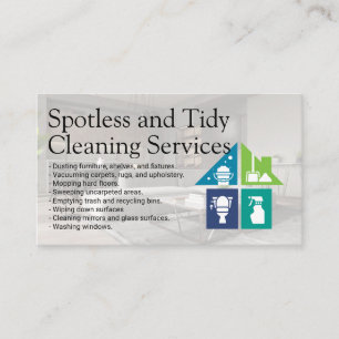 House Keeping Services   Clean Living Room Business Card