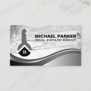 House Key Logo Marble Stone Business Card