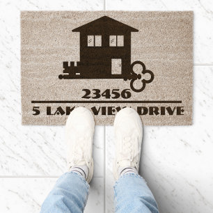 House Key Personalized Address Fiber Doormat