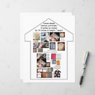 House Kitchen PotHolder Sewing Pattern Paper Sheet
