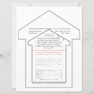 House Kitchen PotHolder Sewing Pattern Paper Sheet