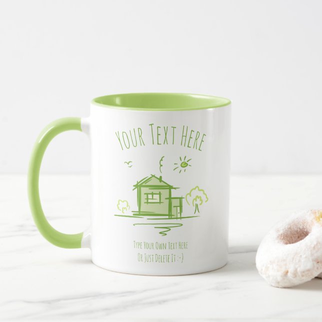 House Landscape Doodle. Real Estate Gift Template Mug (With Donut)